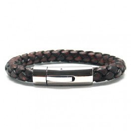 Special Collection Camouflage Blue - Braided Leather Bracelet 8.00mm with Stainless Steel Clasp